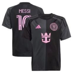 Youth Inter Miami CF Lionel Messi Adidas 2025 Away Replica Jersey – Black