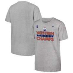 Outerstuff Youth Edmonton Oilers 2024 Western Conference Champions Locker Room T-Shirt – Grey